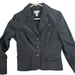 LOFT Navy Blue Sport Coat with Ribbed Knit Texture